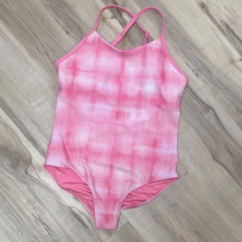 Athleta Kids Pink and White Swim One Piece - Picture 1 of 4